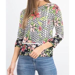 JM Collection Tangier Floral Top XL Petite NWT
